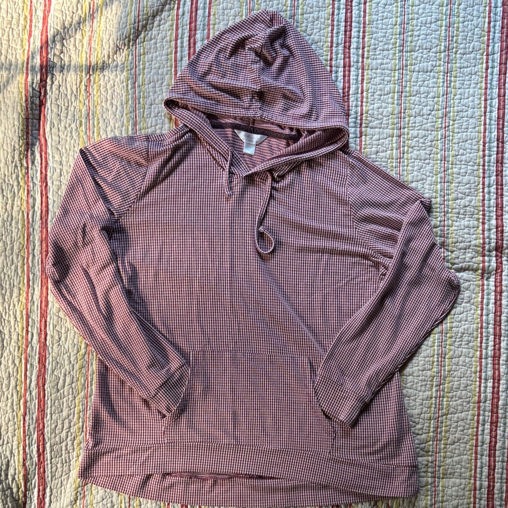 Red/white checkered gingham pullover hoodie by Weatherproof Vintage